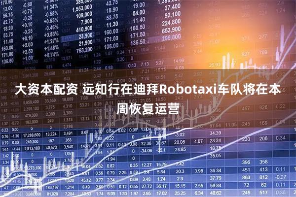 大资本配资 远知行在迪拜Robotaxi车队将在本周恢复运营