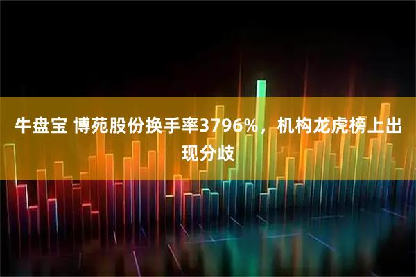 牛盘宝 博苑股份换手率3796%,机构龙虎榜上出现分歧